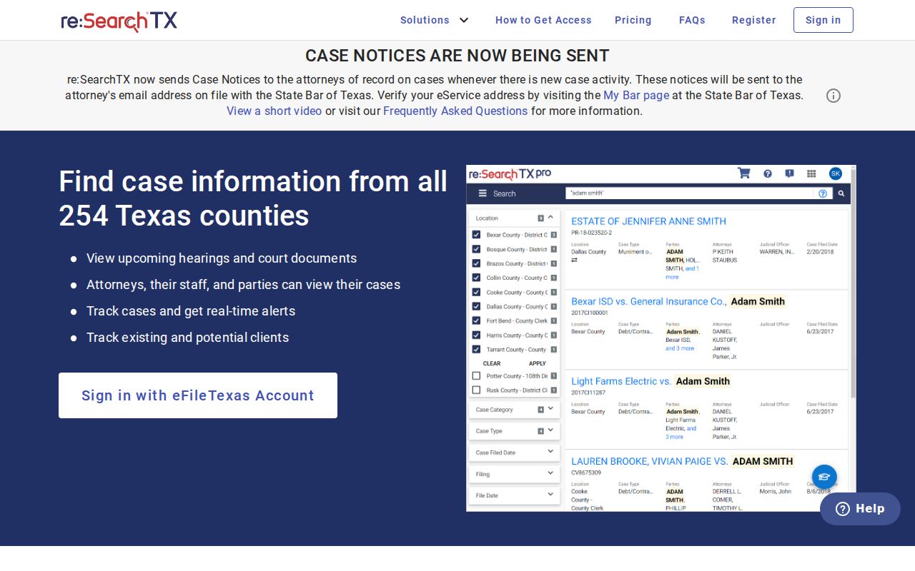 Nacogdoches County court docket search through re:SearchTX